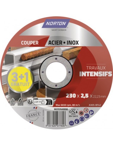 DISQUE A TRONCONNER  METAL 230X2.5X22 LOT 3+1 INTENSIF