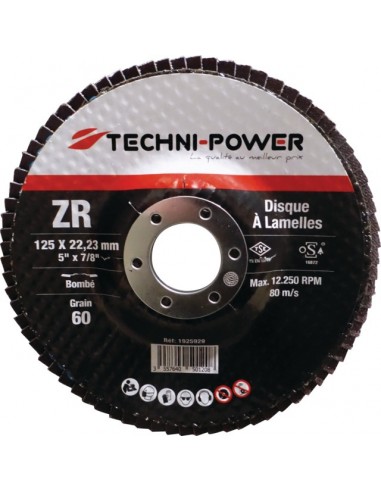 DISQUE A LAMELLES 125X1 GR60 ZIRCONIUM TECHNI-POWER