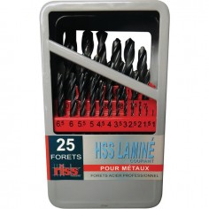 FORETS 1 A 13 MM METAUX LAMINES COFFRET DE 25 PIECES RISS