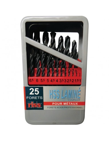 FORETS 1 A 13 MM METAUX LAMINES COFFRET DE 25 PIECES RISS