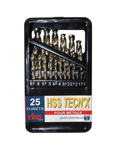 FORETS 1 A 13 MM TECN`X HSS M2 COFFRET DE 25 PIECES RISS