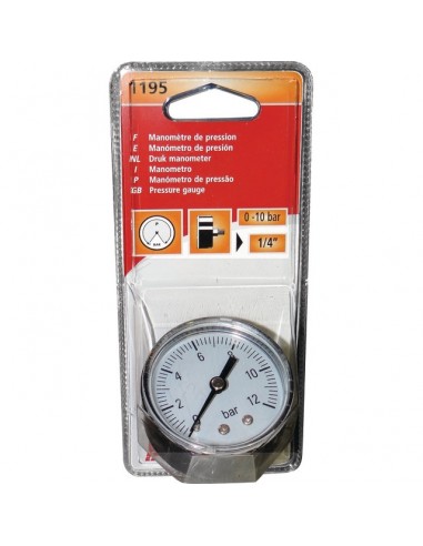 MANOMETRE 10 BARS Ø 50 MM 1/4 BLISTER