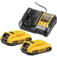 PACK 2 BATTERIES XR 18V 2AH LI-ION + CHARGEUR DCB1104D2-QW DEWALT