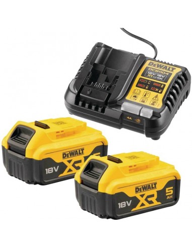 PACK 2 BATTERIES XR 18V 5AH LI-ION + CHARGEUR DCB1104P2-QW DEWALT