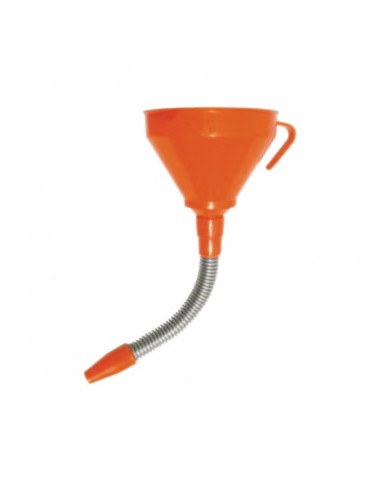 ENTONNOIR PLASTIQUE 160 MM AVEC BEC FLEXIBLE METAL ET FILTRE LAITON