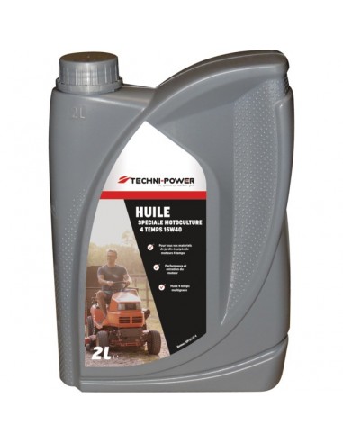 HUILE 4 TEMPS MOTOCULTURE 15W40 BIDON 2L TECHNI-POWER
