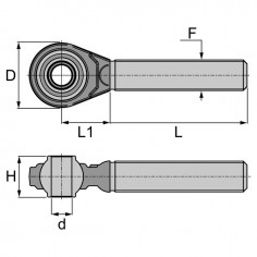 TIRANT A ROTULE FILETAGE M27X3 A DROITE LG 165 CAT2 2