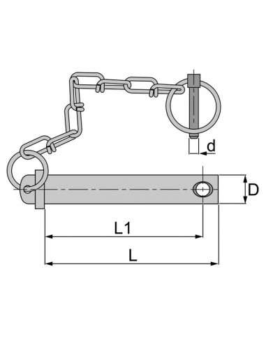 AXE D'ATTELAGE SIMPLE 22X200 AVEC CHAINE