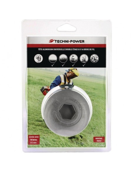 TETE DE DEBROUSSAILLEUSE MULTIFILS ALUMINIUM DOUBLE ETAGE TECHNI-POWER