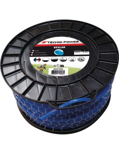 FIL DE DEBROUSSAILLEUSE HEXAGONAL KEVLAR Ø 4 MM 100M TECHNI-POWER