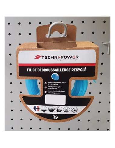 FIL DE DEBROUSSAILLEUSE ROND RECYCLE Ø 1.6 MM / 15 M TECHNI-POWER