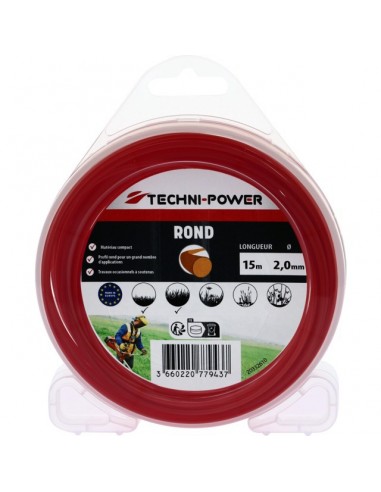 FIL DE DEBROUSSAILLEUSE ROND Ø 2 MM BLISTER DE 15M TECHNI-POWER