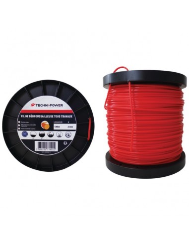 FIL DE DEBROUSSAILLEUSE ROND Ø 2 MM BOBINE DE 130M TECHNI-POWER