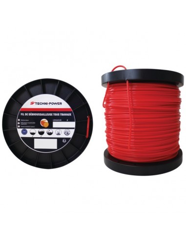 FIL DE DEBROUSSAILLEUSE ROND Ø 4 MM BOBINE DE 63M TECHNI-POWER