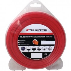 FIL DE DEBROUSSAILLEUSE CARRE Ø 2 MM BLISTER DE 15M TECHNI-POWER