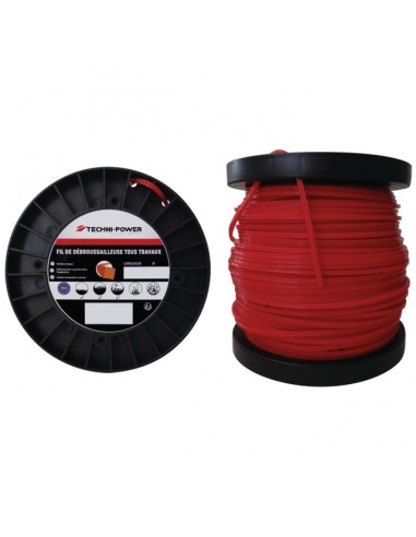FIL DE DEBROUSSAILLEUSE CARRE Ø 3 MM BOBINE 88M TECHNI-POWER
