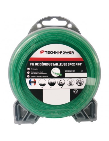 FIL DE DEBROUSSAILLEUSE ONDULE SPCX PRO Ø 2 MM / 15 M TECHNI-POWER