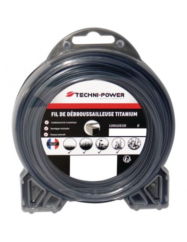 FIL DE DEBROUSSAILLEUSE CARRE DOUBLE PEAU TITANIUM Ø 2