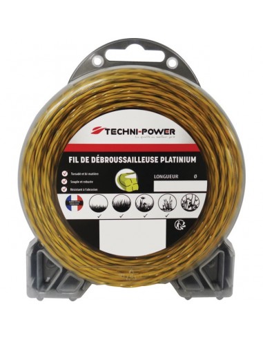 FIL DE DEBROUSSAILLEUSE TORSADE PLATINIUM Ø 2 MM / 15 M TECHNI-POWER