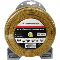 FIL DE DEBROUSSAILLEUSE TORSADE PLATINIUM Ø 3 MM / 56 M TECHNI-POWER