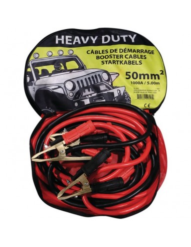 CABLE DE DEMARRAGE ALU 50MM2 1000A PINCE LAITON 2X5M