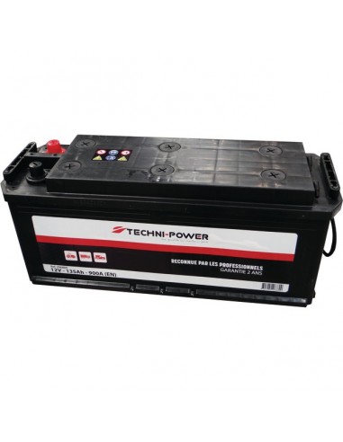 BATTERIE 12V 135AH 900A + A GAUCHE SUR LA LARGEUR TECHNI-POWER