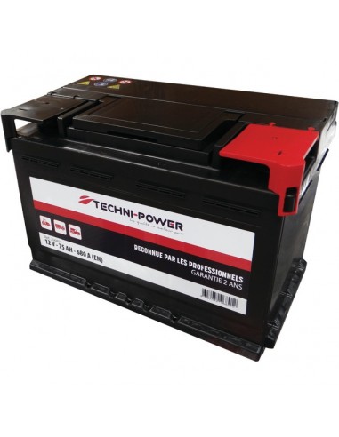 BATTERIE 12V 75AH 680A + A DROITE TECHNI-POWER