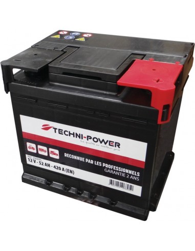 BATTERIE 12V 52AH 420A + A DROITE TECHNI-POWER