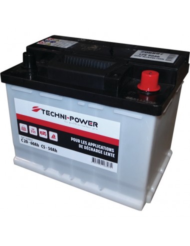 BATTERIE 12V 60AH DECHARGE LENTE + A DROITE TECHNI POWER