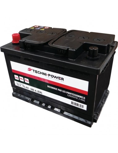 BATTERIE 12V 75AH 680A + A GAUCHE TECHNI-POWER