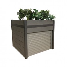 ABRI POUR ROBOT DE TONTE JARDINIERE WPC AVEC SYSTEME DE FERMETURE