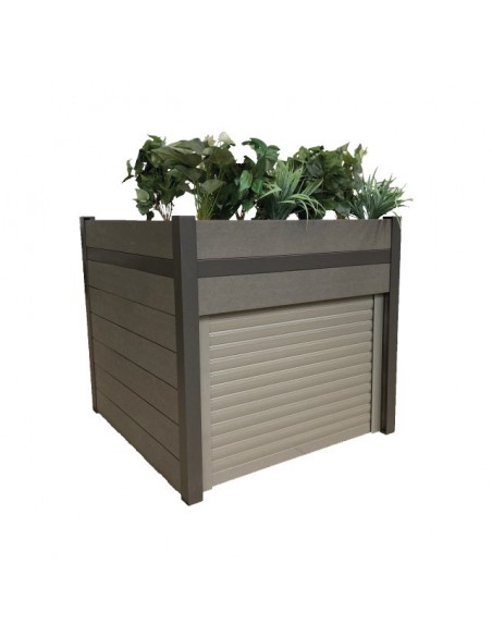 ABRI POUR ROBOT DE TONTE JARDINIERE WPC AVEC SYSTEME DE FERMETURE