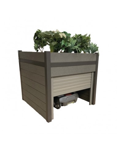 ABRI POUR ROBOT DE TONTE JARDINIERE WPC AVEC SYSTEME DE FERMETURE