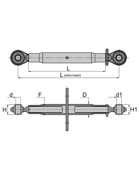 BARRE DE POUSSEE MECANIQUE ROTULE-ROTULE LG 620-885 CAT2-3