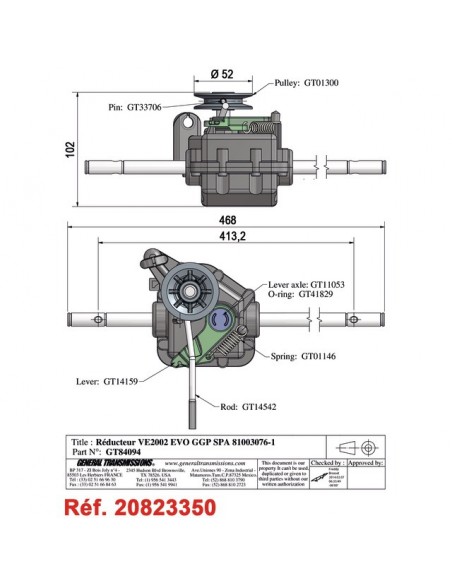 BOITIER DE TRACTION POUR CASTEL GARDEN (81003076/1)