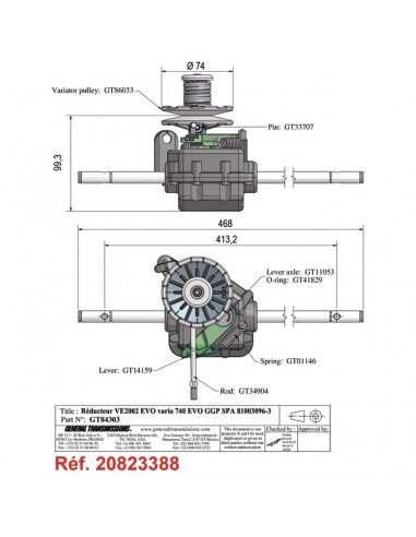 BOITIER DE TRACTION POUR CASTEL GARDEN (81003096/3)
