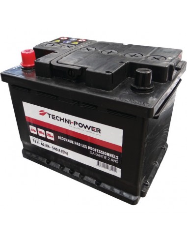 BATTERIE 12V 62AH 540A + A GAUCHE TECHNI-POWER