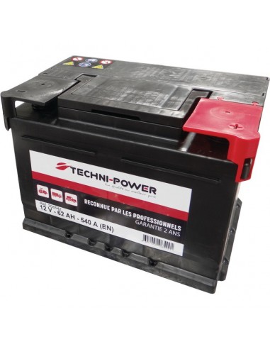 BATTERIE 12V 62AH 540A + A DROITE TECHNI-POWER