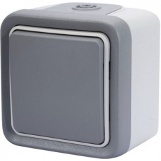 INTERRUPTEUR VA ET VIENT ETANCHE 10A 250V PLEXO GRIS COMPLET IP55 LEGRAND