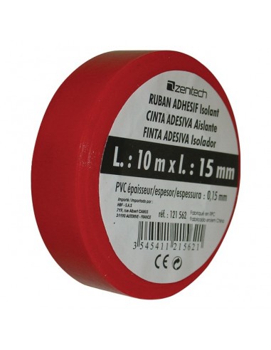 ROULEAU ADHESIF 15mm X 10M ROUGE