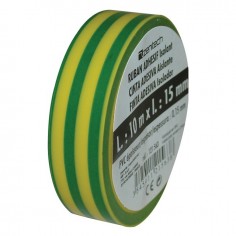 ROULEAU ADHESIF 15mm X 10M VERT/JAUNE