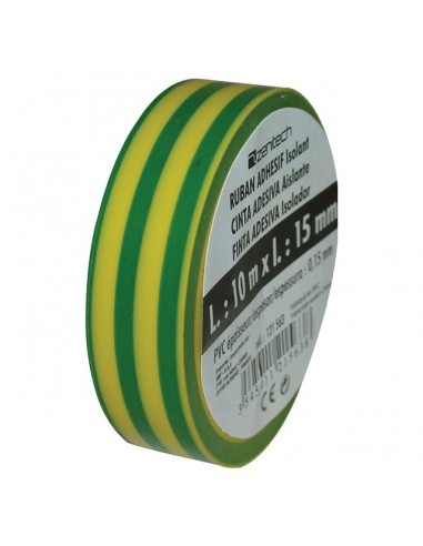 ROULEAU ADHESIF 15mm X 10M VERT/JAUNE