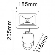 PROJECTEUR ALU LED 220V 20W 1440 LMS AVEC DETECTEUR GRIS 2