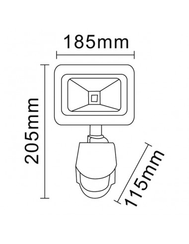 PROJECTEUR ALU LED 220V 20W 1440 LMS AVEC DETECTEUR GRIS
