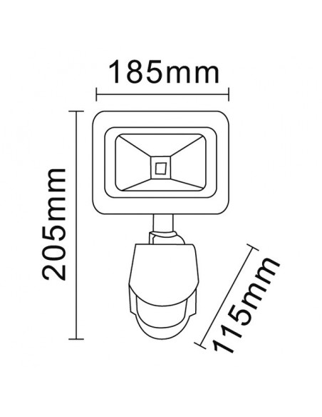 PROJECTEUR ALU LED 220V 20W 1440 LMS AVEC DETECTEUR GRIS