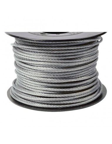 CABLE ACIER GALVA 5 MM 6X7 AME TEXTILE LE METRE