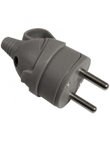 FICHE MALE ANNEAU+ERGOT-16A 2P + T- GRIS