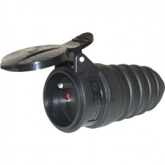 FICHE F 10/16A CAOUTCHOUC 2P+T SORTIE DROITE