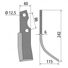 LAME DE FRAISE CULTIROTOR 60X6 GAUCHE 51503200 2