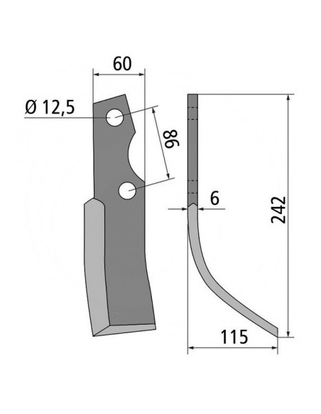 LAME DE FRAISE CULTIROTOR 60X6 GAUCHE 51503200